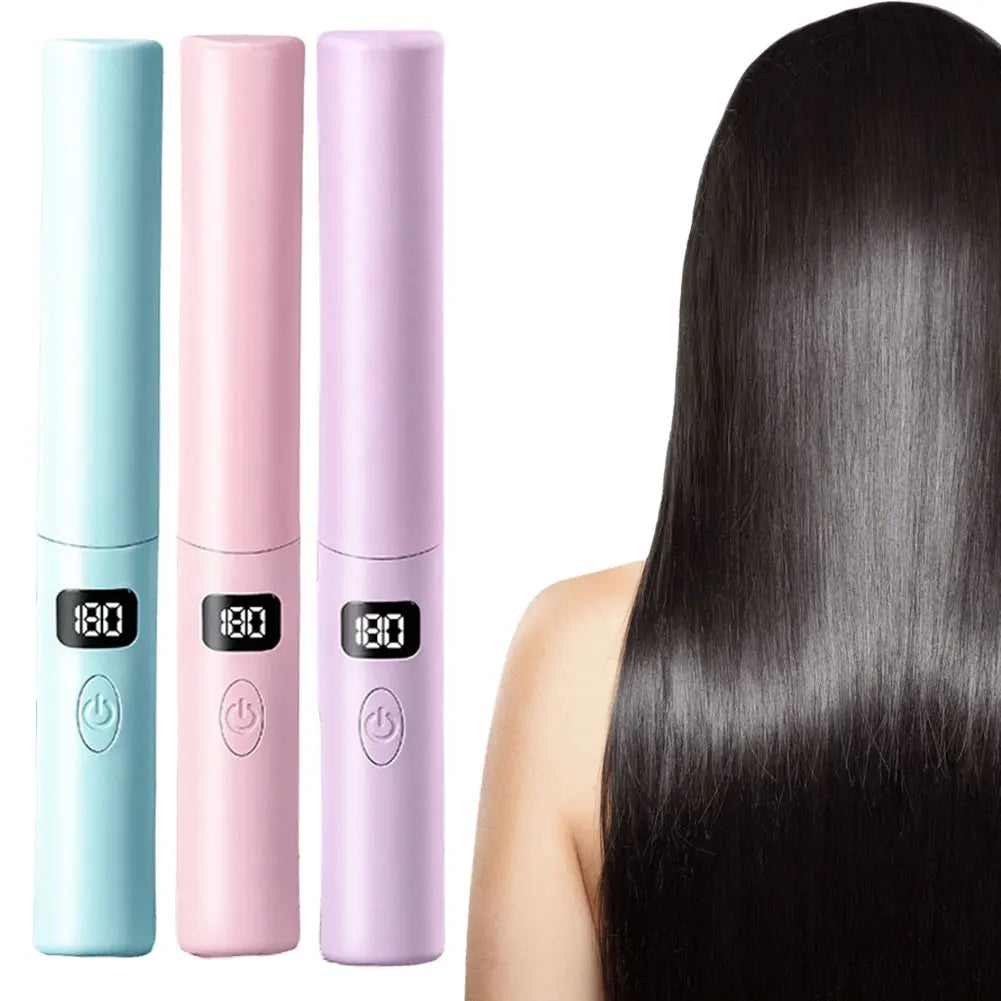 Portable Hair Straightener Brush Wireless Hair Straightening Comb Anti-Scald Smooth Frizzy Hair Fast Heated Mini Hot Air Comb - Stereotech