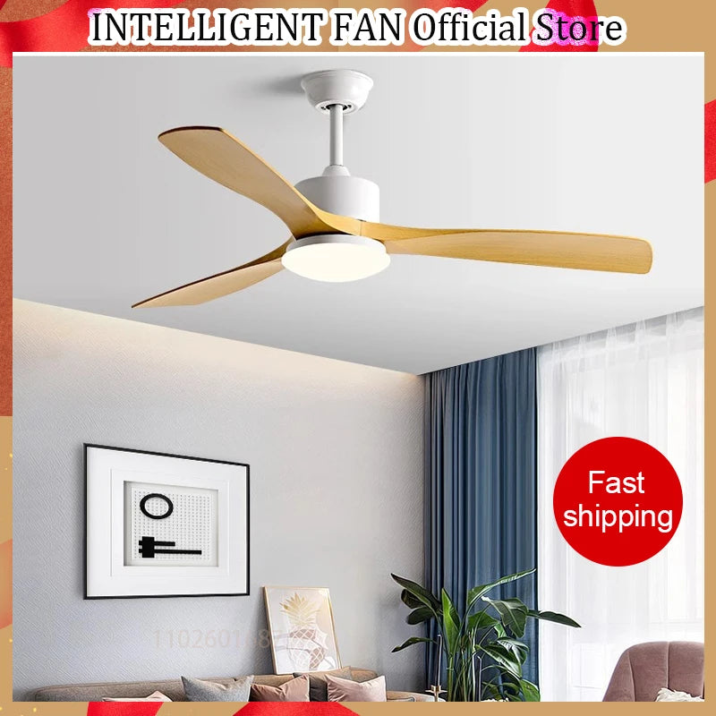 36/42/52 Inch Restaurant Fan 3 Blade Pure Copper DC 35W Motor Ceiling Fan With 24W LED Light Support Remote Control - Stereotech