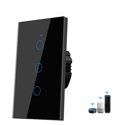 Tuya US WiFi Smart Wall Switch RF433 1/2/3 Gang No Neutral Wire Touch Sensor LED Light Switches Smart Home Alexa Google Home - Stereotech