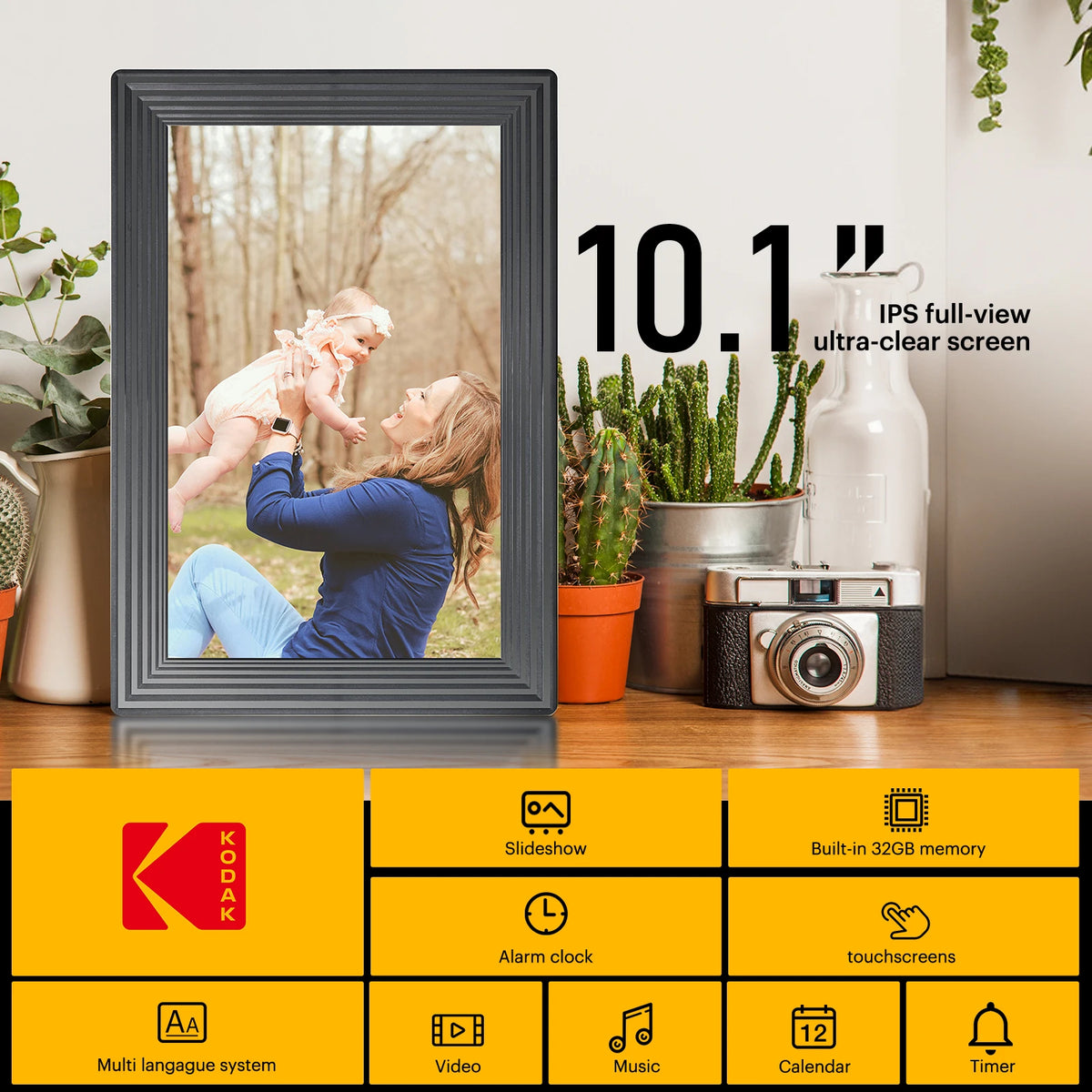 Kodak 10 inch Smart WiFi Digital Photo Frame, 800*1280HD Touch Screen, Supports Type-c Power Supply,Remote Transmission of Photo