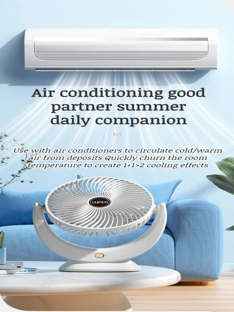 Bedside circulation fan desktop small fan air circulation mute fan home oscillating head fan - Stereotech