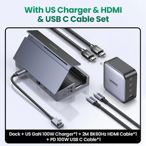 UGREEN Steam Deck Dock 4K60Hz 9 Ports RJ45 PD100W USB C HUB Compatible with Steam Deck ROG Ally LEGION Go iPhone 15 Pro/Pro Max