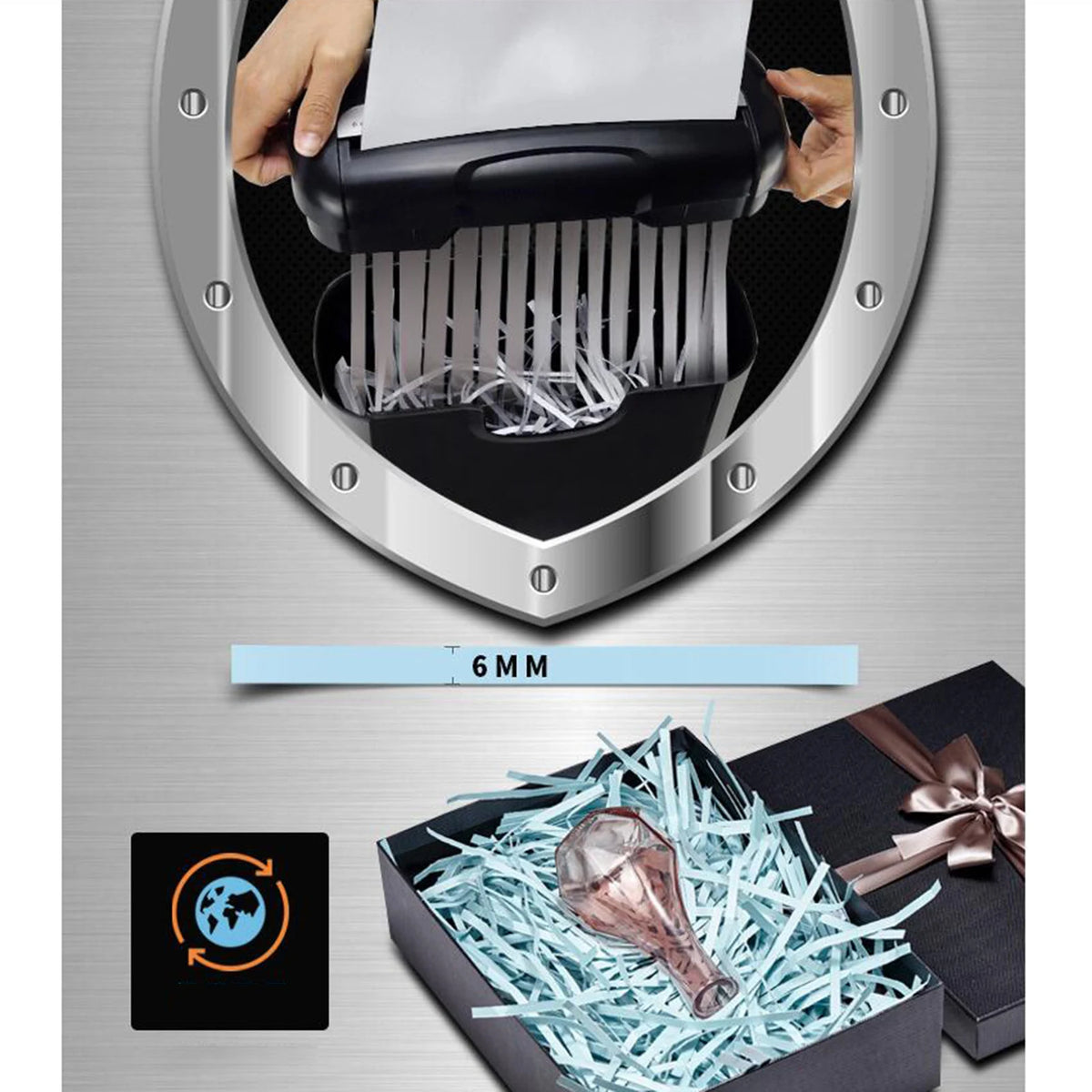 6-Sheet Cross-Cut Paper Shredder Micro-Cut Paper Photos Portable Electric Silent A4 Office Shredder Home Office Use 10L Capacity