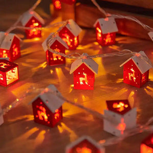 Christmas Mini House LED Light String Christmas Tree Decoration 2024 New Year's Christmas Party Home LED Light String Decoration
