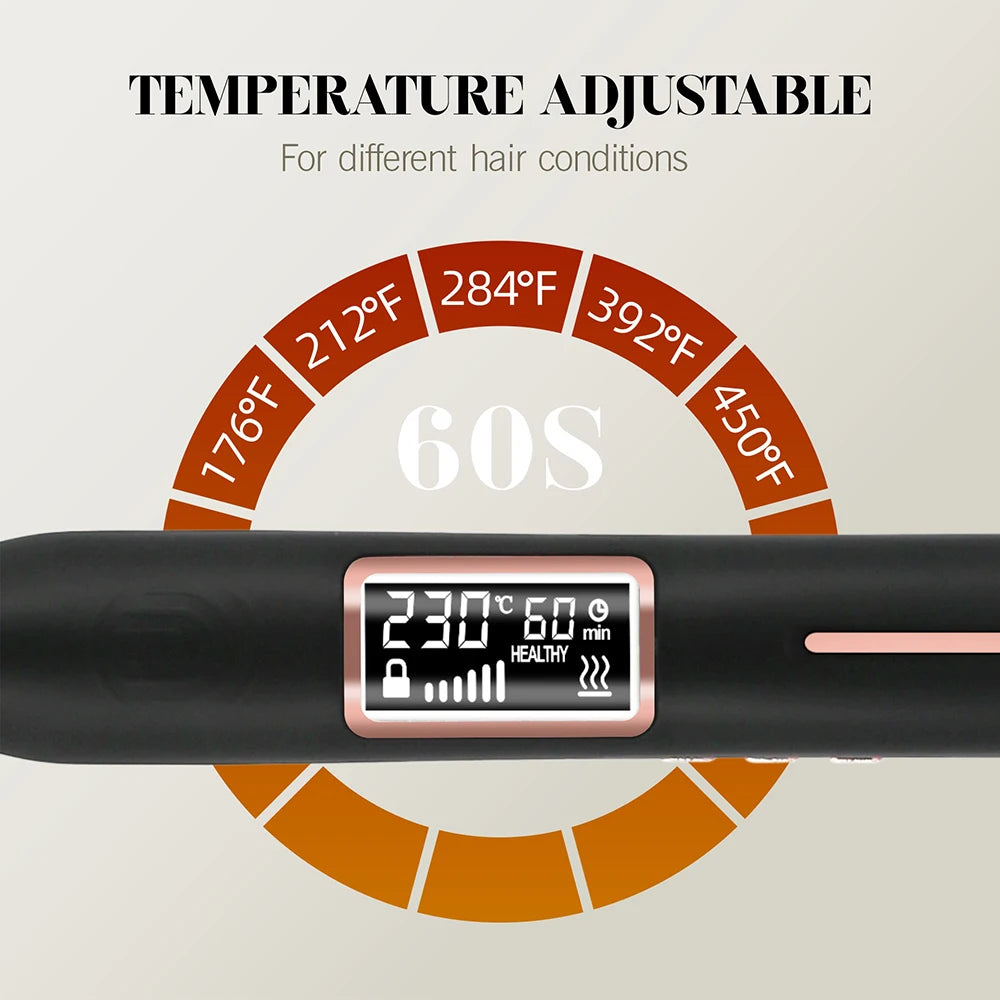 Hair Straightener Curler 450°F Professional Titanium Thinnest Plate Pencil Flat Irons For Short Hair Men&#39;s Beard Styler 100-240V