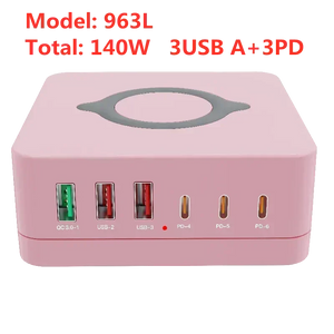 160W 5 Ports GaN USB C Charger Station 15W Wireless Charging PD 65W QC3.0 Type C Fast Charger for iPhone Macbook Samsung Laptop