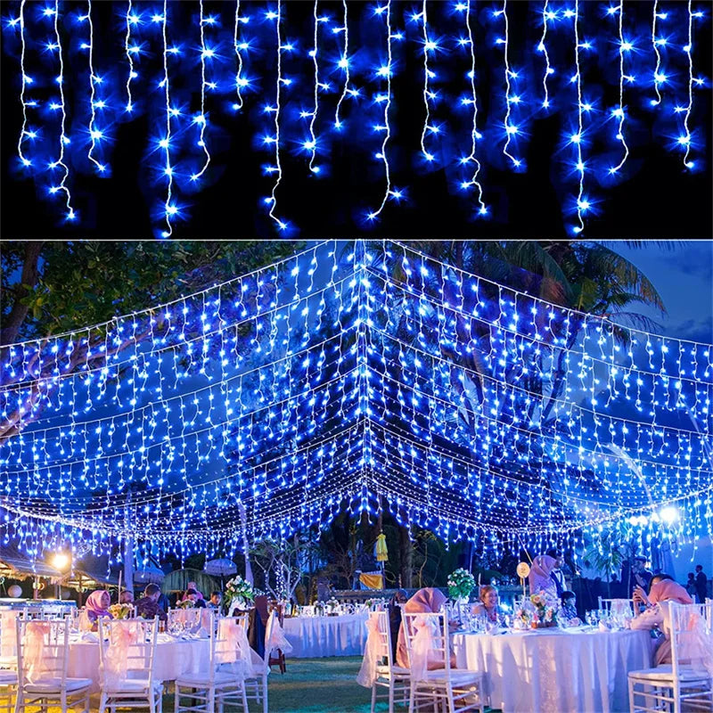 Christmas Decorations For Home Outdoor LED Curtain Icicle String Light Street Garland On The House Winter 220V 5m Droop 0.4-0.6m