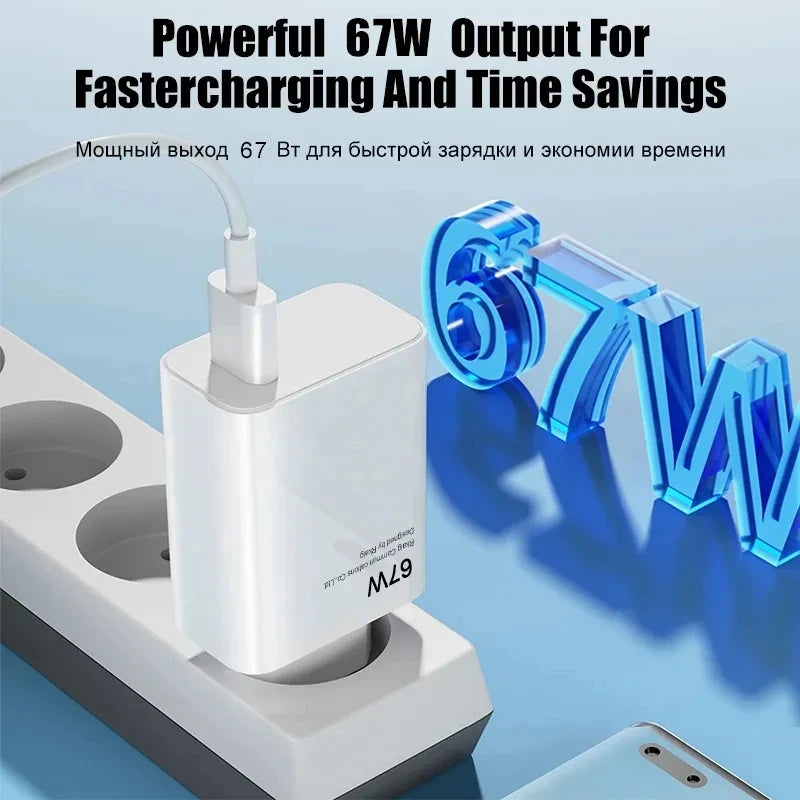Xiaomi 67W USB Super Fast Gallium nitride Charger Power Adapter 6A Type-C Cable Quick Charge Applicable to Xiaomi Samsung Huawei - Stereotech