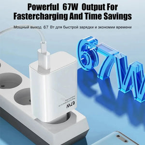Xiaomi 67W USB Super Fast Gallium nitride Charger Power Adapter 6A Type-C Cable Quick Charge Applicable to Xiaomi Samsung Huawei - Stereotech