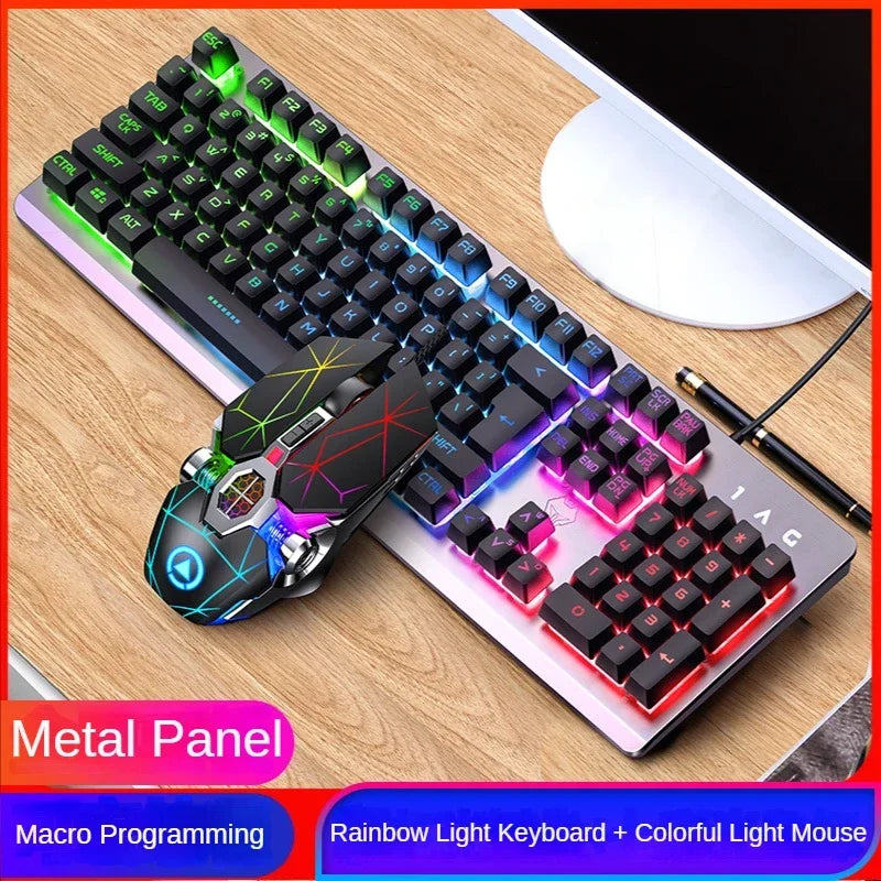 GX2 Wired Combo 104 Keys LED Light Changeable Waterproof RGB Backlit Gaming Mechanical Keyboard And Mouse Set for Desktop Laptop