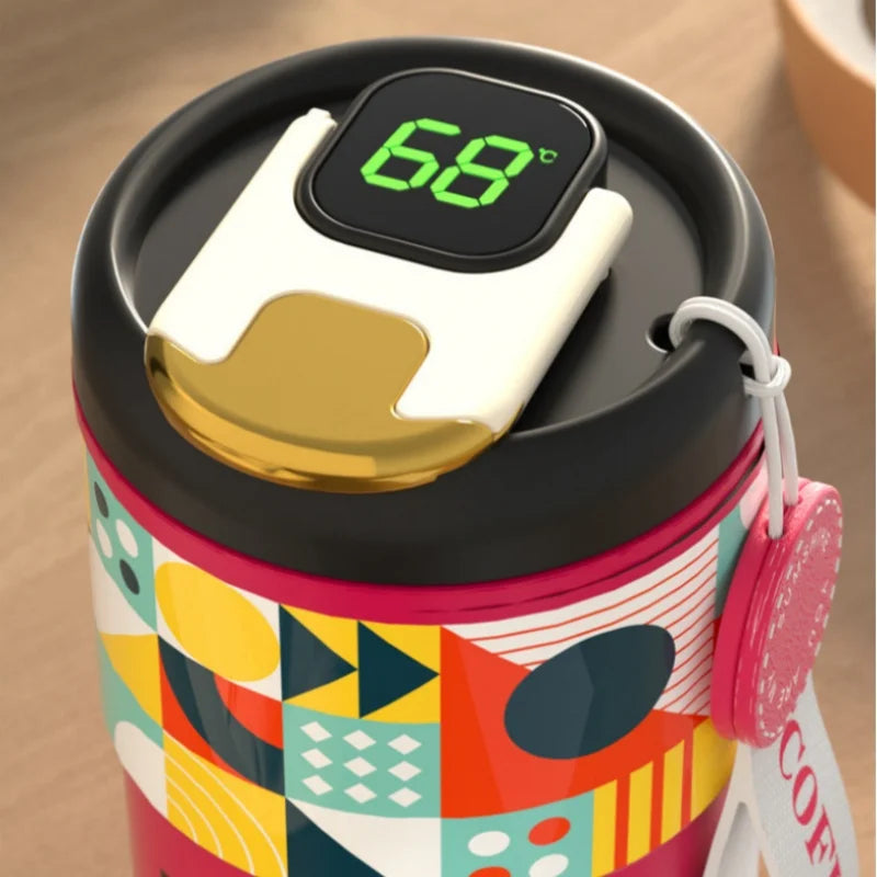 Ceramic Liner Coffe Mugs Smart Thermos with Digital Screen Insulated Water Cups Portable Tumbler Leakage-proof Thermal Cups