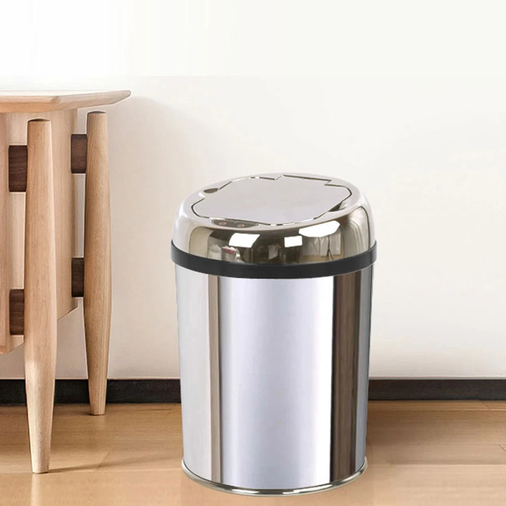 3 Liter Sensor Stainless Steel Dustbin Automatic Garbage Trash Can  Smart Waste Bin  Ash-bin Round Shape  Bathroom Accessories