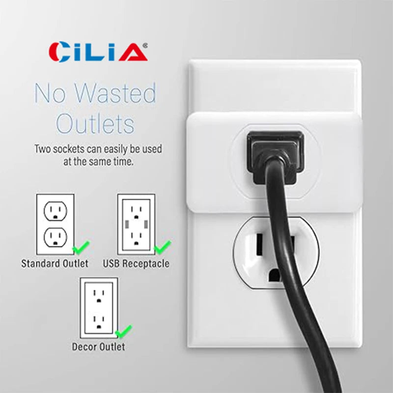 Multi-Plug Outlet Extender, 3-Outlet Wall Adapter, Multi-Socket Splitter, Grounded Wall Tap Power Plug Extender, Essenti