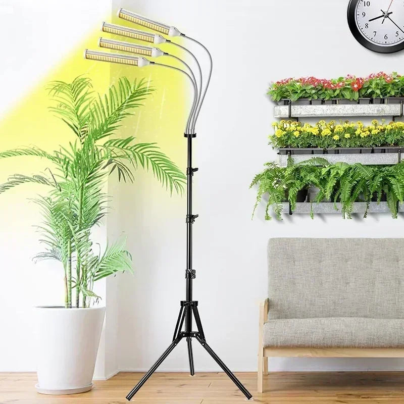 Grow Lights Timer For Indoor Plants,Full Spectrum With 60&quot; Extendable Tripod Stand,420 LEDs 1/4-Heads Floor Plant Grow Lights