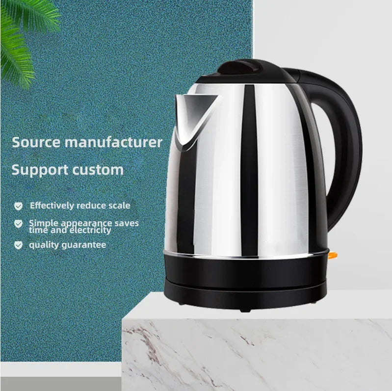 2.0L stainless steel electric kettle Silver gray Base Separation Desion Rust-resistant Durable for Home Office During Travel - Stereotech