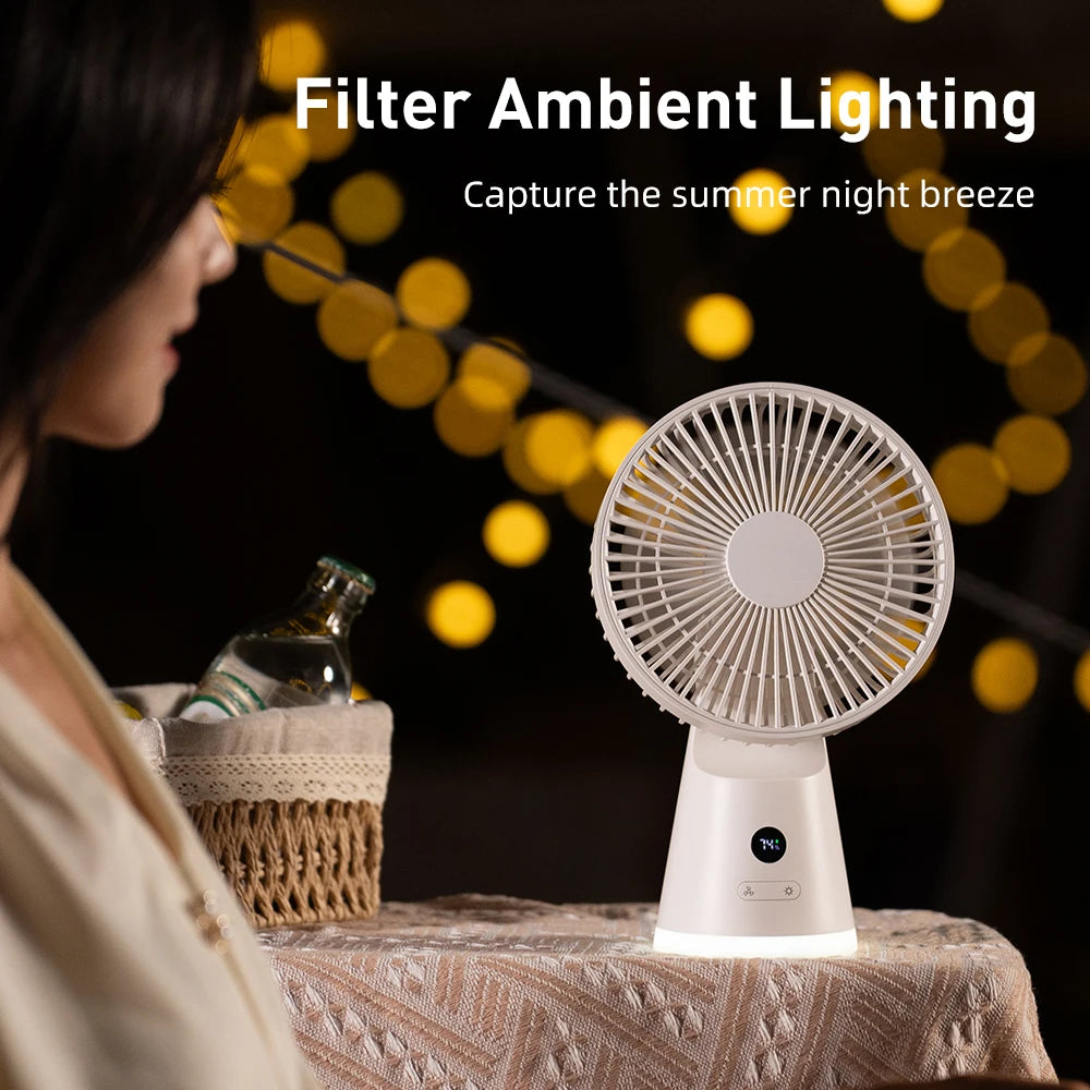 Vissko USB Desk Fan Strong Airflow &amp; Quiet Operation Three-Speed Wind Mini Table Fan 3600mAh for Home Office Bedroom - Stereotech