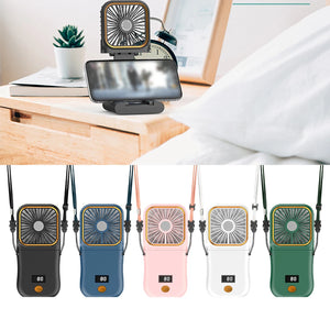 Portable Neck Fan USB Rechargeable Cooling Fan Digital Display Mini Ventilador Folding Hanging Neck Cooler Mute Neckband Fan - Stereotech