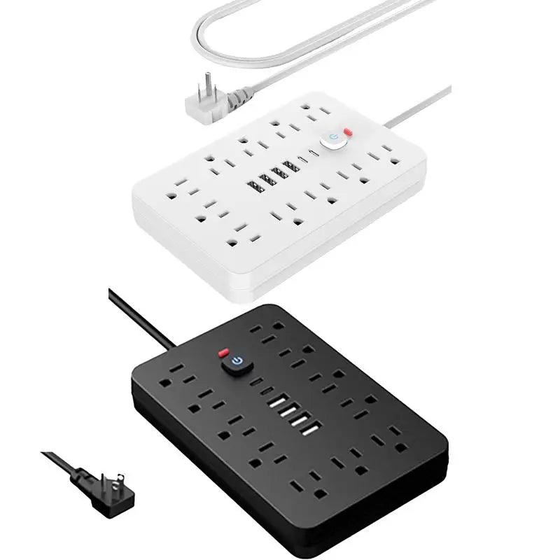 17-in-1 Plug Strip Plug Outlet Extender Strip Surge Protector Charging Station with 4 USB Ports and 2 Type-C Ports Flat Plug