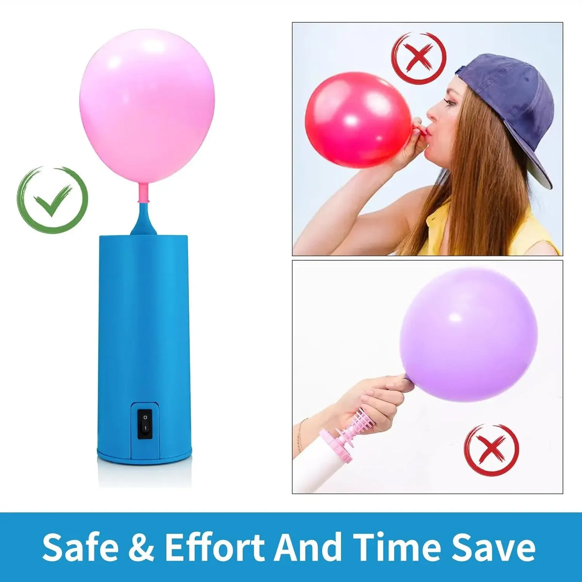EU/US Plug Electric Balloon Pump Portable Air Balloon Inflator for All Balloons with 2pcs Nozzles for Christmas Wedding Decor