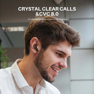 Tribit FlyBuds C1 True Wireless Earbuds Bluetooth Earphones Bluetooth 5.2, 4 Mics 50H Playtime Clear Calls Volume Control