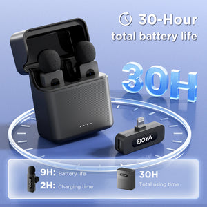 BOYA BY-V3  Wireless Lavalier Lapel Mini Microphone for iPhone Android Smartphone PC Computer Live Streaming Youtube Recording