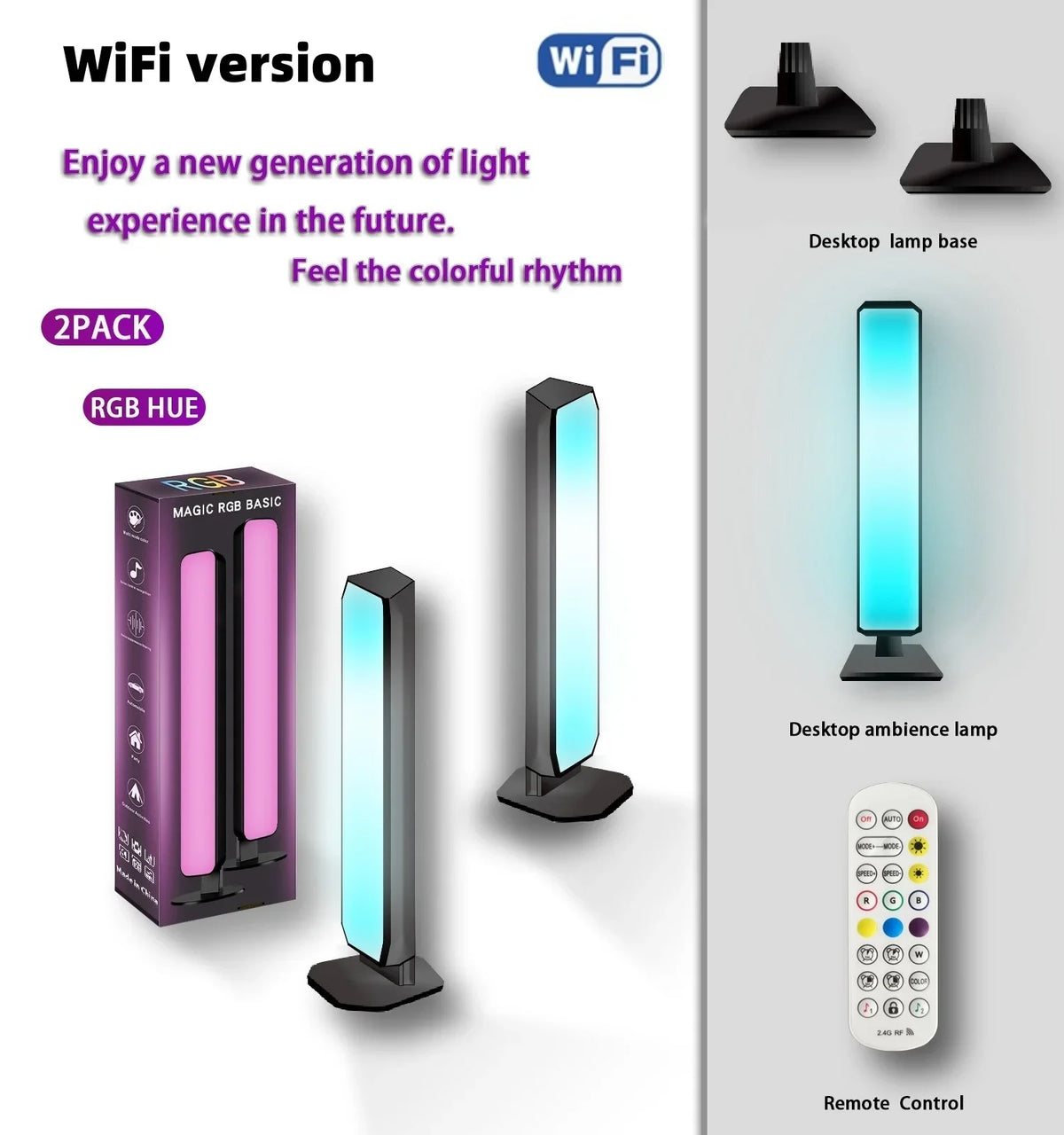 Tuya Smart RGB Table Light App Remote Control Pickup Music Rhythm Lights Car TV Game Computer Desktop Decor Atmosphere Lamp