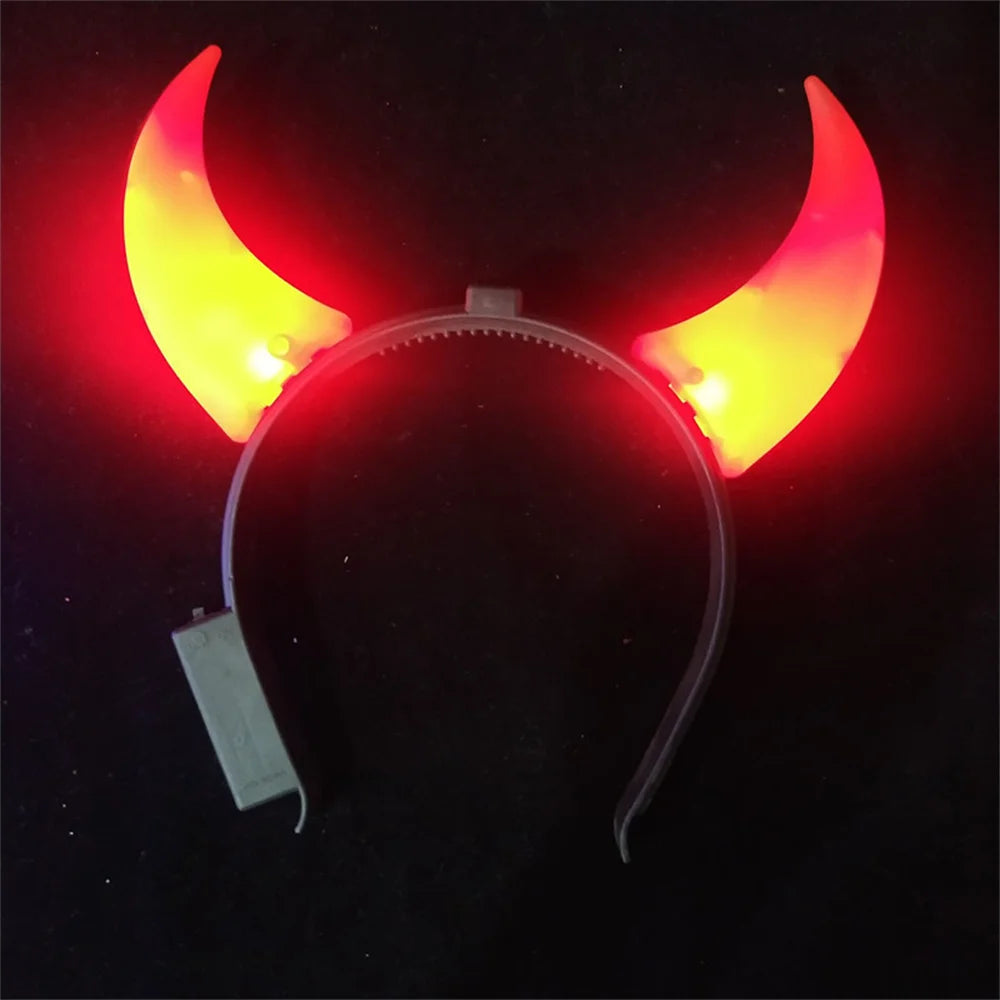 Led Devil Horn Light Up Headband Evil Halloween&amp;Christmas Party Decor Party Glitter Headwear Cosplay Party Costume Hair Hoop