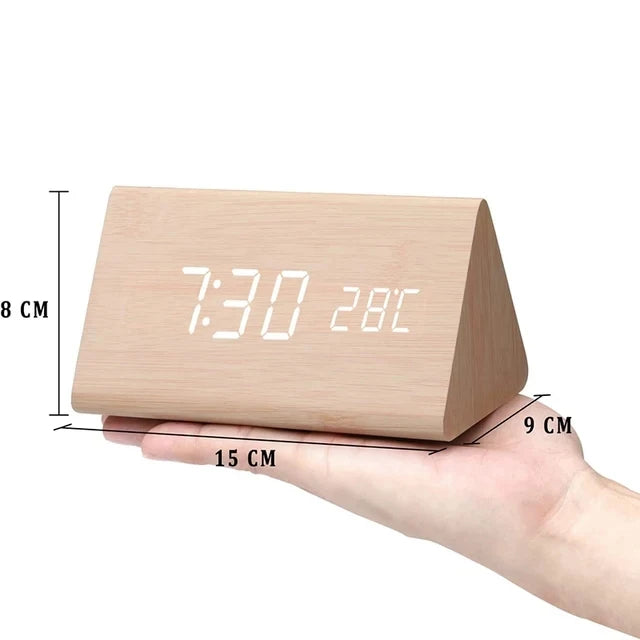 Alarm Clock for Bedrooms Bedside Table Wooden Desk Decor Wake Up Table Clock With Temperature Led Digital Clock Light Dawn