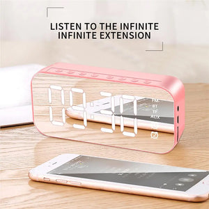 Digital Alarm Clock Electric Times Displaying Devices Rechargeable Multifunctional Wireless Speaker Tabletop Clocks  pink
