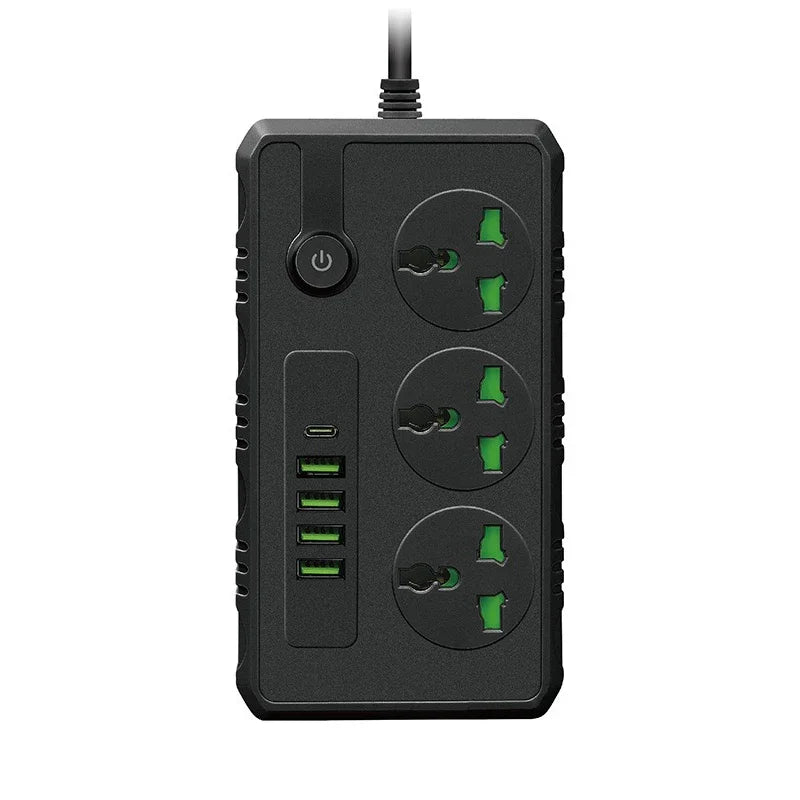 US UK EU Plug Power Strip with 4 USB 1 Type-C Port 2M Extension Cord Power Strip Surge Overload Protector Universal Multi Outlet