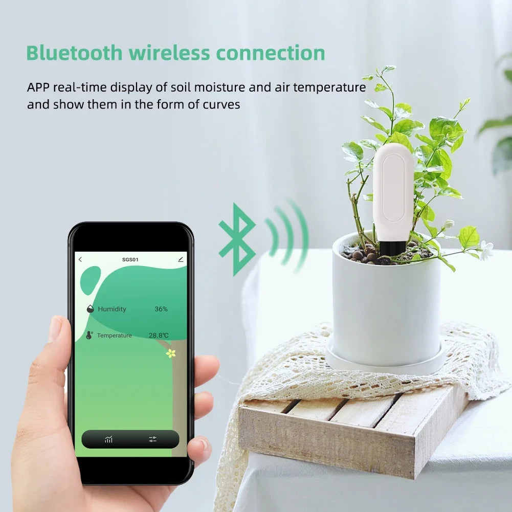 Tuya 2In1 Bluetooth Soil Tester Moisture Temperature Humidity Sensor Wireless Earth Hygrometer for Planting Garden Potted Lawn
