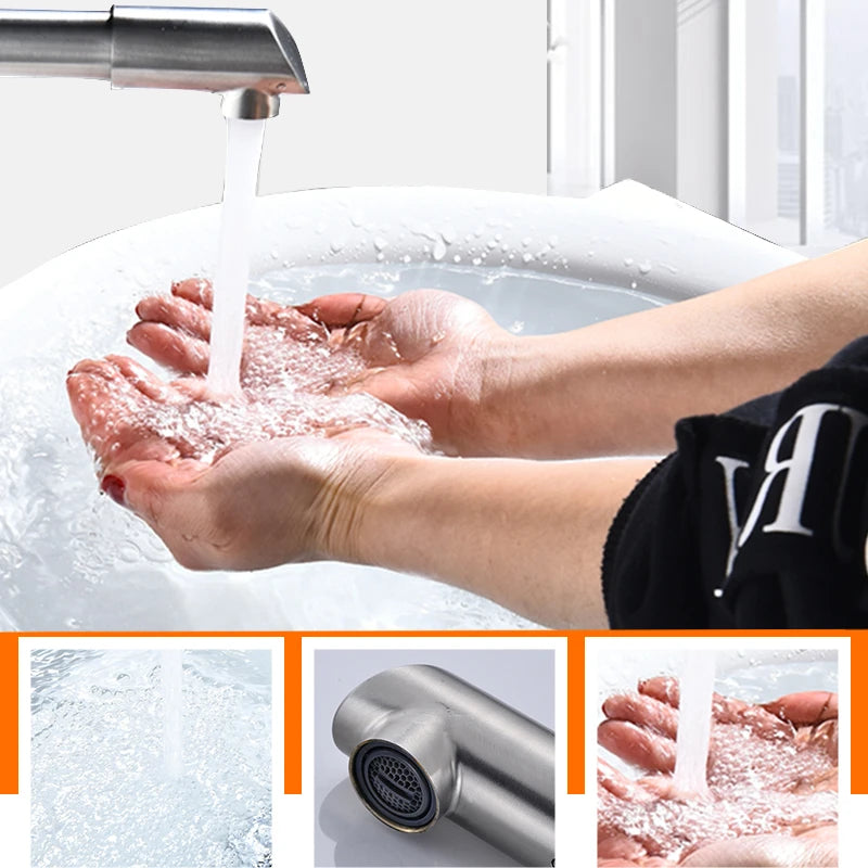 Brushed Nickel Kitchen Touchless Faucets Stainless Steel Sink Infrared Mixers Bathroom Smart Sensor Faucet Rotatable Vanity Tap