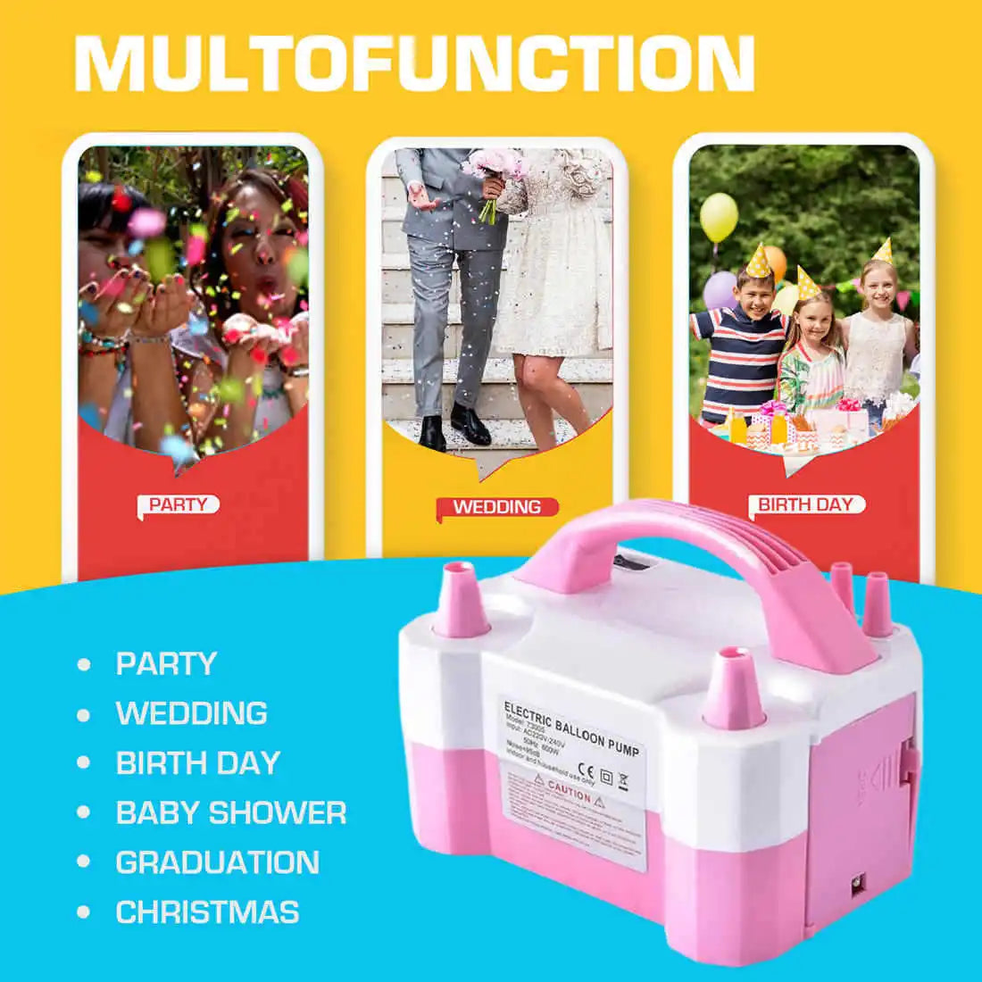 High-voltage Double-hole AC Portable Electric Balloon Pump US-Plug EU-Plug 110V/220V Balloon Air Pump Inflator For Party Wedding