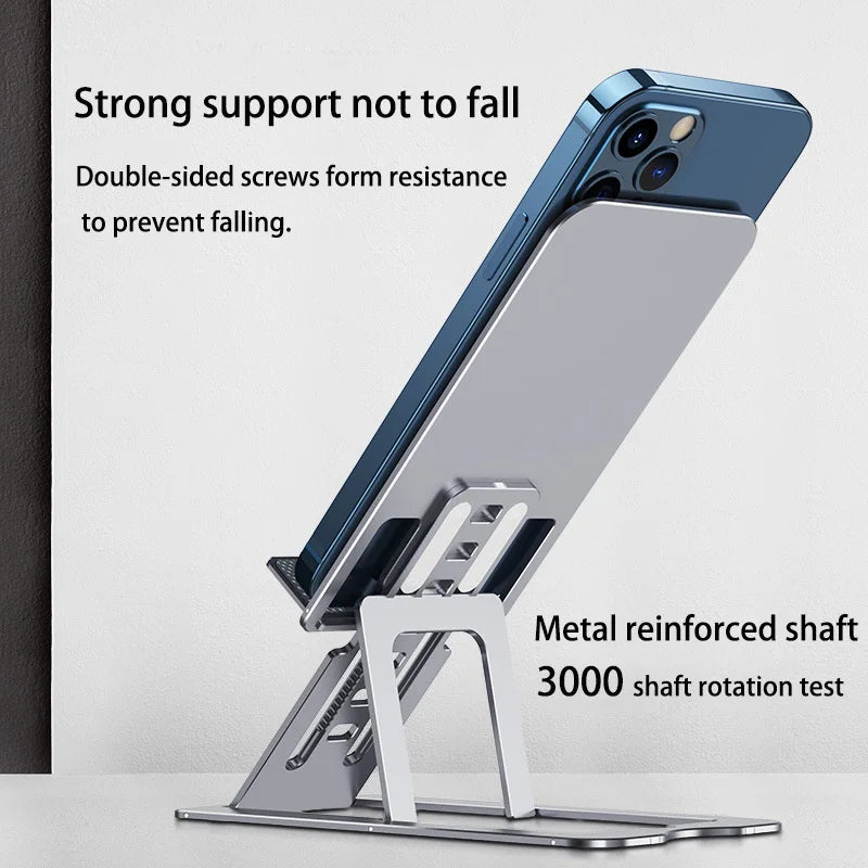 New Metal Folding Lift Mobile Phone Bracket Tablet Desktop Bracket  for iPhone iPad Samsung Xiaomi Huawei Series  Phone Stand - Stereotech