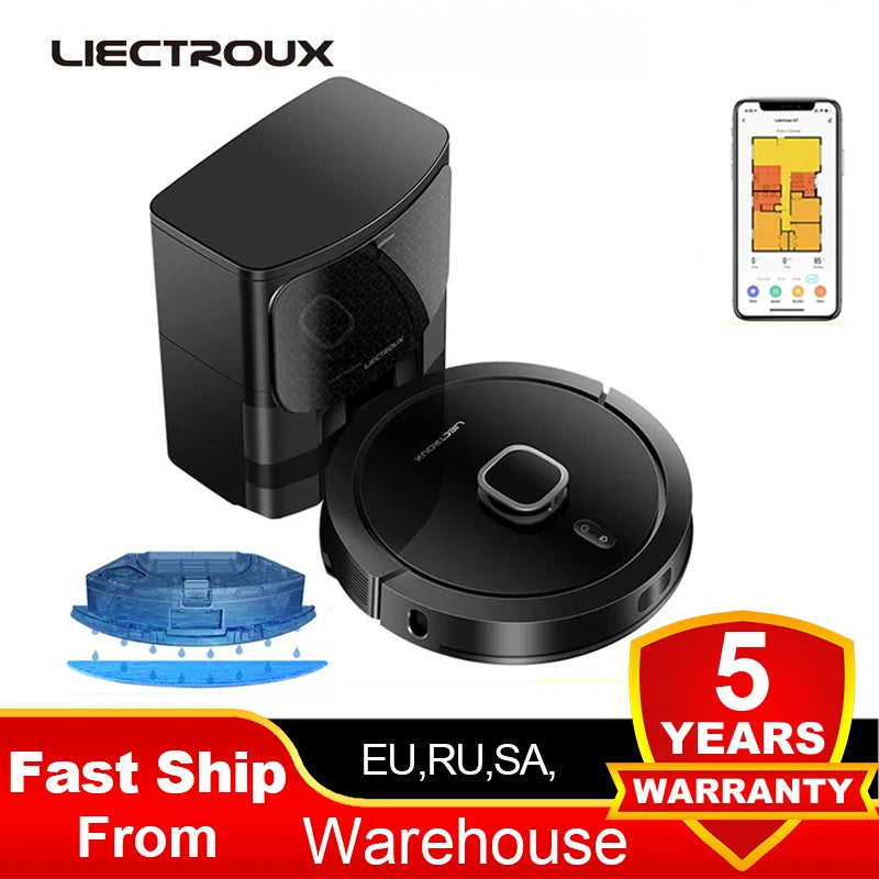 Liectroux G7 LDS Robot Vacuum Cleaner &amp; Mop Combo,Self Empty,Laser Lidar,Multi-floor Map,6.5KPa,Smart Home Wet Dry Appliance