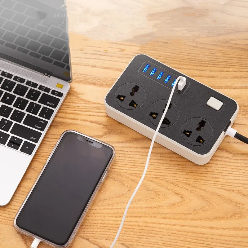 Power Multi Tap Universal Plug EU US UK Outlet Power Strip with 2 m Extension Cord AC Type C USB Port Charge Electrical Socket