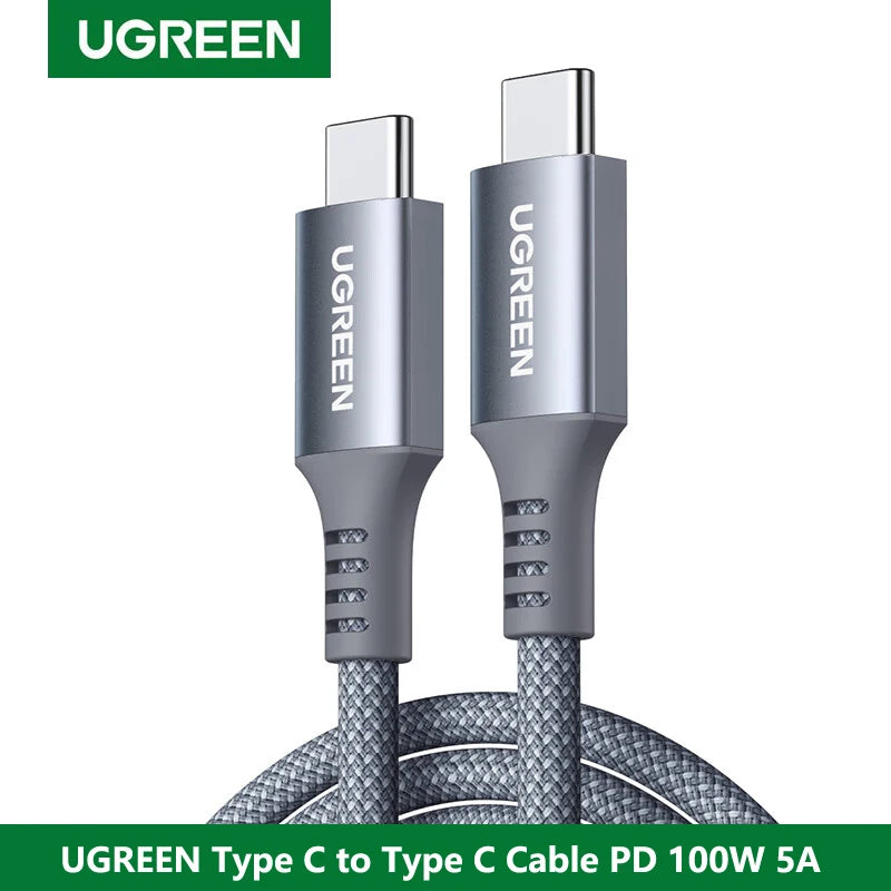 UGREEN USB Type C Cable 100W USB C To USB C Cable Silicone braided PD Fast charging 25cm 50cm 1m 1.5m 2m phone notebook Android