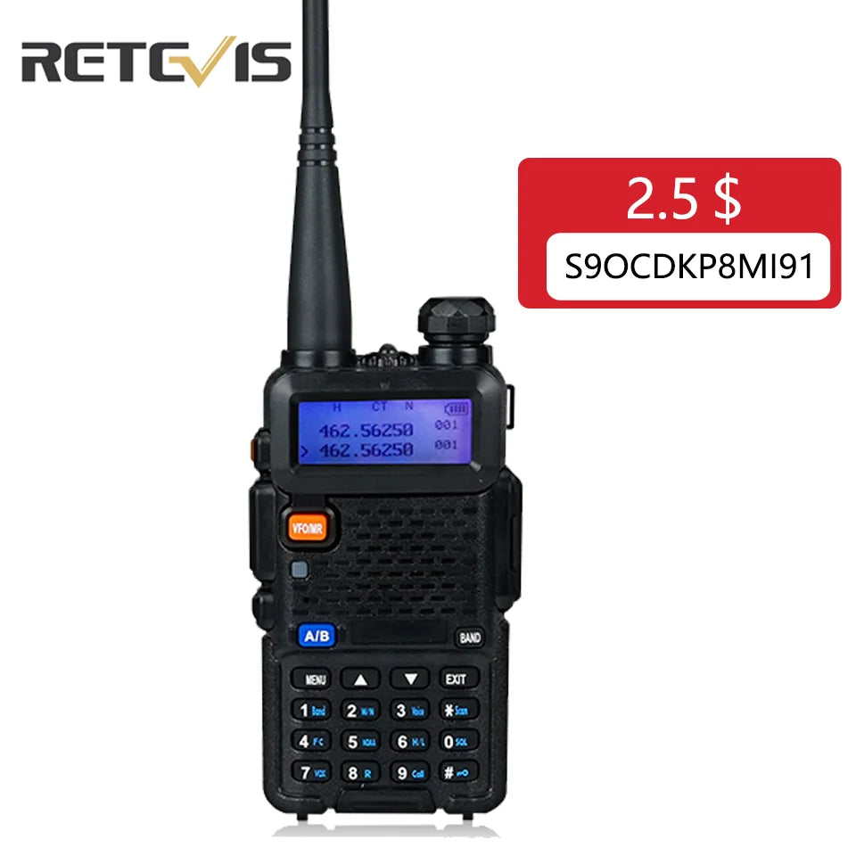 Retevis UV5R Walkie Talkie 5W Long Range Communication Walkie-Talkies UHF VHF Ham Radio Station Amateurs Professional Radio VOX