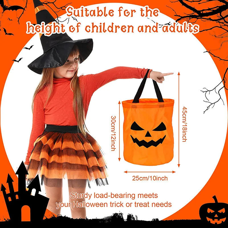 2024 Halloween Decor Hand-held Pumpkin Bag Children&#39;s Candy Gift Bag Luminous LED Bag Glow In The Dark Night