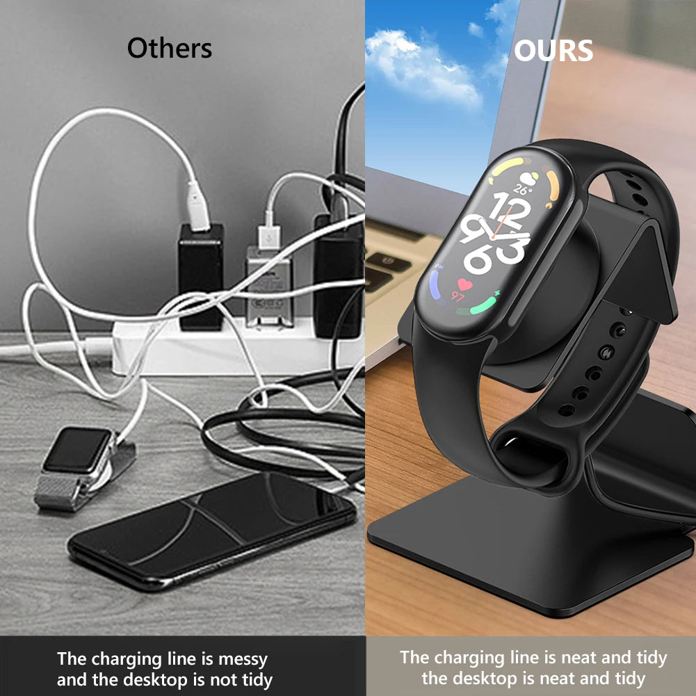 Charger Charging Stand for Xiaomi Mi Band 8 Aluminium Charger Desk Holder Silicone Card Coil Non-Slip Mat Charging Stand Dock