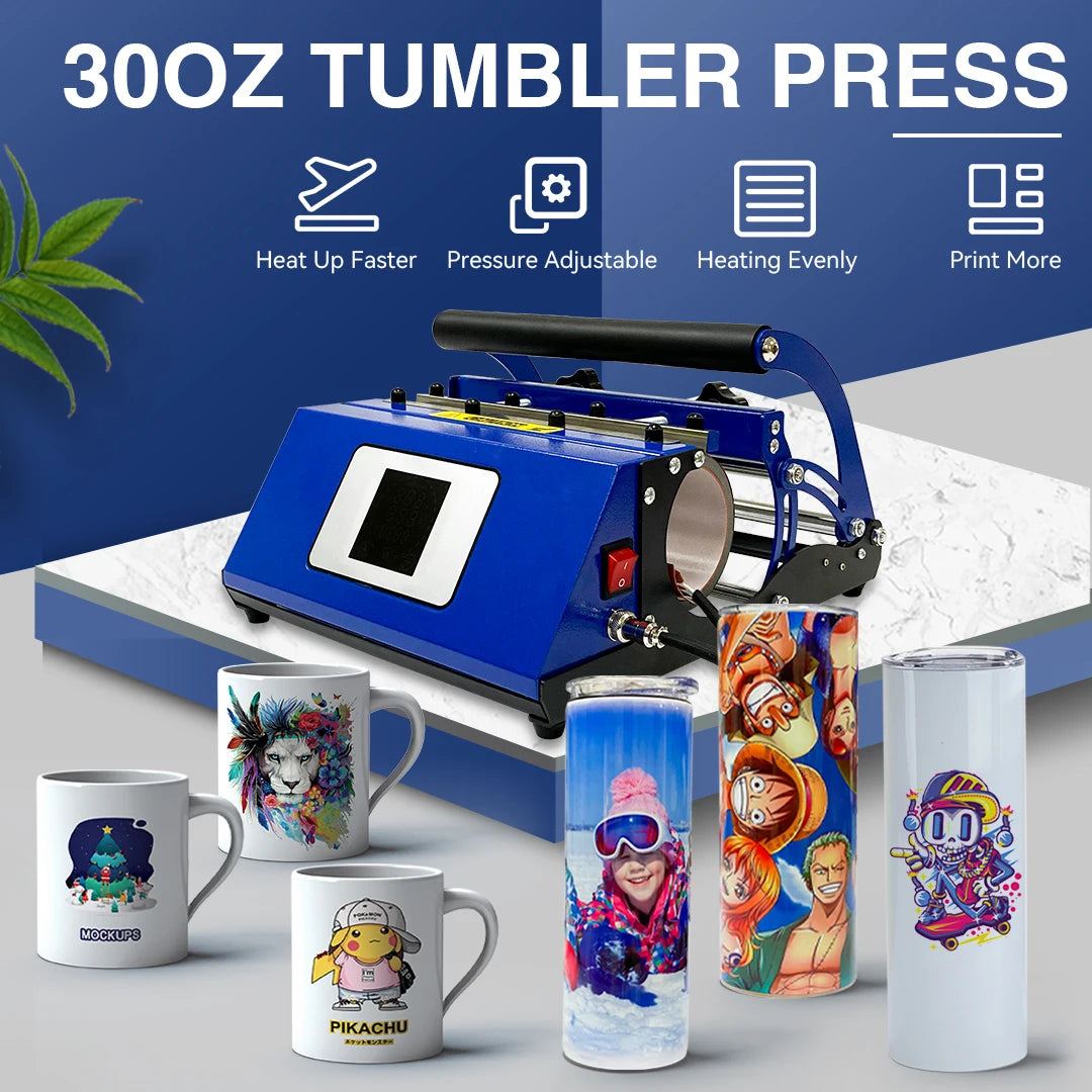 Tumbler Mug Heat Press Machine 11oz-30oz Touchscreen Sublimation Straight Blank Skinny Tumbler Glass Transfer Auto Print Machine - Stereotech