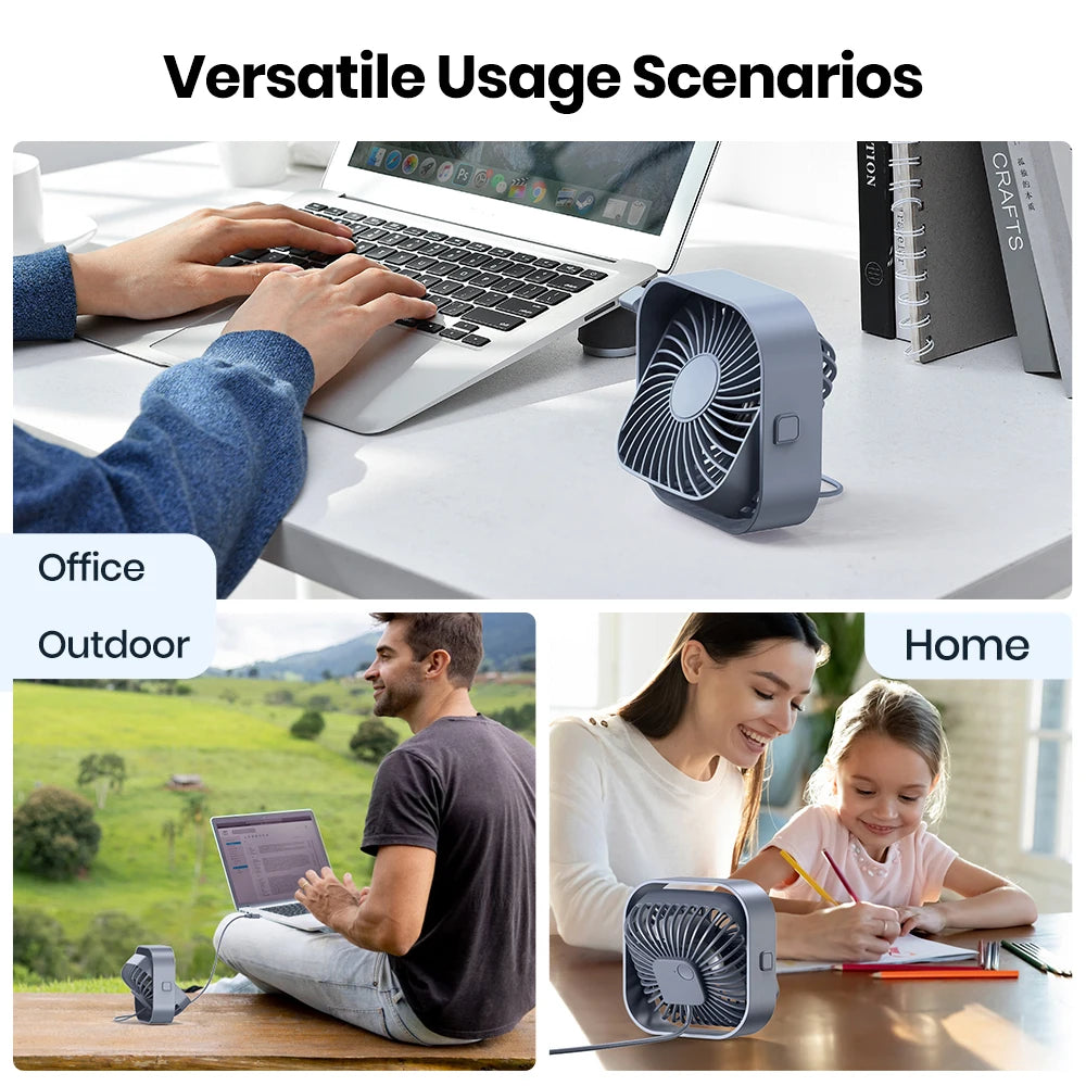 360°Rotatable Standing Portable Fan USB Desk Fan - Stereotech