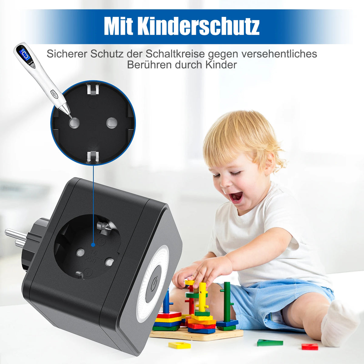 EU Plug Power Strip Cube with 2 AC Outlets 3 USB Charging Ports 250V/16A Multicontact Electric Socket Adapter With Night Light