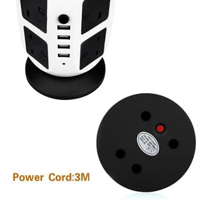 Melery Tower Power Strip, Vertical UK Plug Adapter, Outlets AC, Multi Electrical Sockets, USB Surge Protector, 3M Extension Cord