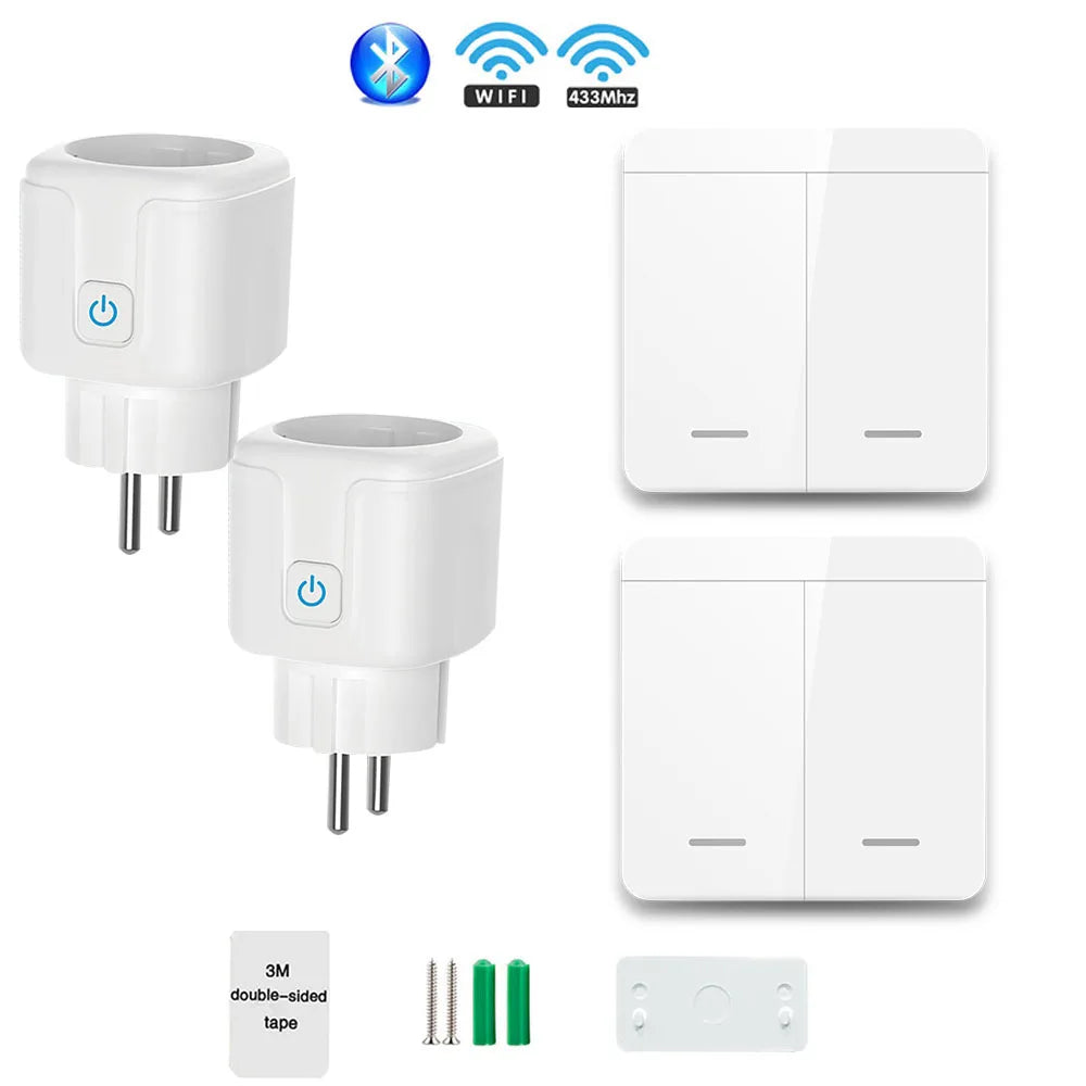 Tuya Smart Life RF 433Mhz Wireless Mini Smart Socket Switch 16A Electrical Outlet Remote EU Plug Voice Control Google Home Alexa