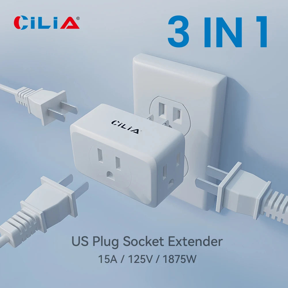 Multi-Plug Outlet Extender, 3-Outlet Wall Adapter, Multi-Socket Splitter, Grounded Wall Tap Power Plug Extender, Essenti