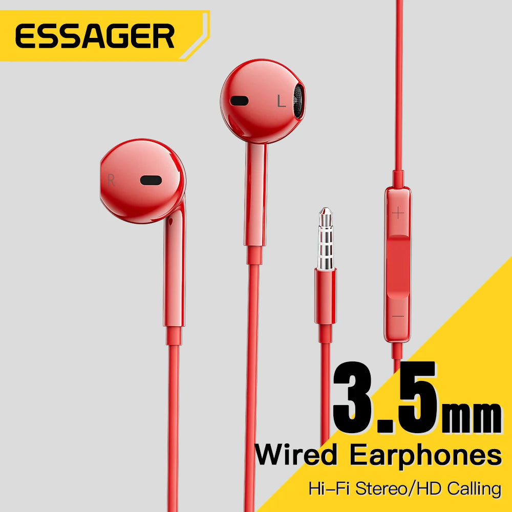 Essager 3.5mm In Ear Wired Headphone With Microphone For Xiaomi Redmi Samsung Computer PC Tablets Smartphone Headset Earphone
