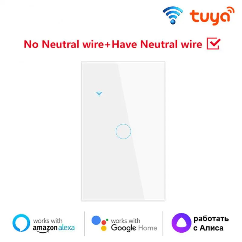 Aubess WiFi US Smart Light Switch Wireless Smart Switch Touch Sensor Panel Tuya Smart Life APP Control Support Alexa Google Home