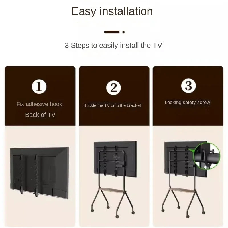 MOMO Floor Standing TV Support Shelf Removable With Wheels 32-75 Inches TV Cart All-in-one TV Shelf Mute Wheels