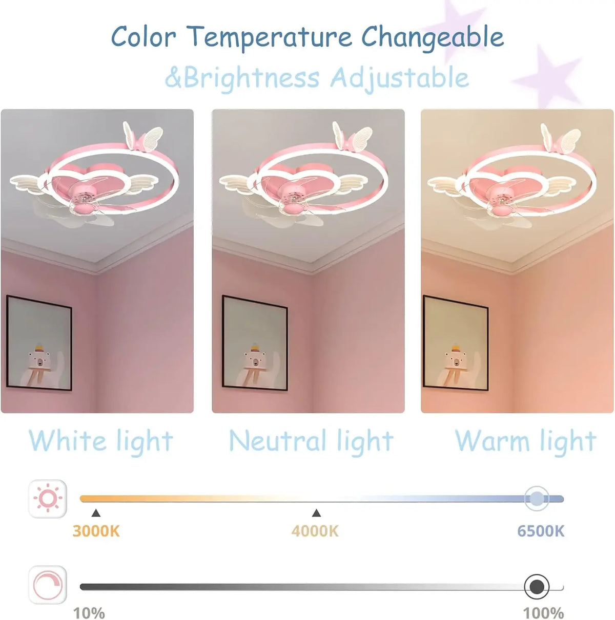 Kids Ceiling Fans with Lights for Bedroom Quiet Fan Ceiling Light with Remote 6 Speeds Modern Fan Lamp Ceiling Led Dimmable